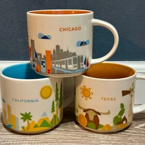 Starbucks YAH Mugs - California, Texas & Chicago